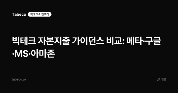 빅테크 자본지출 가이던스 비교: 메타·구글·MS·아마존